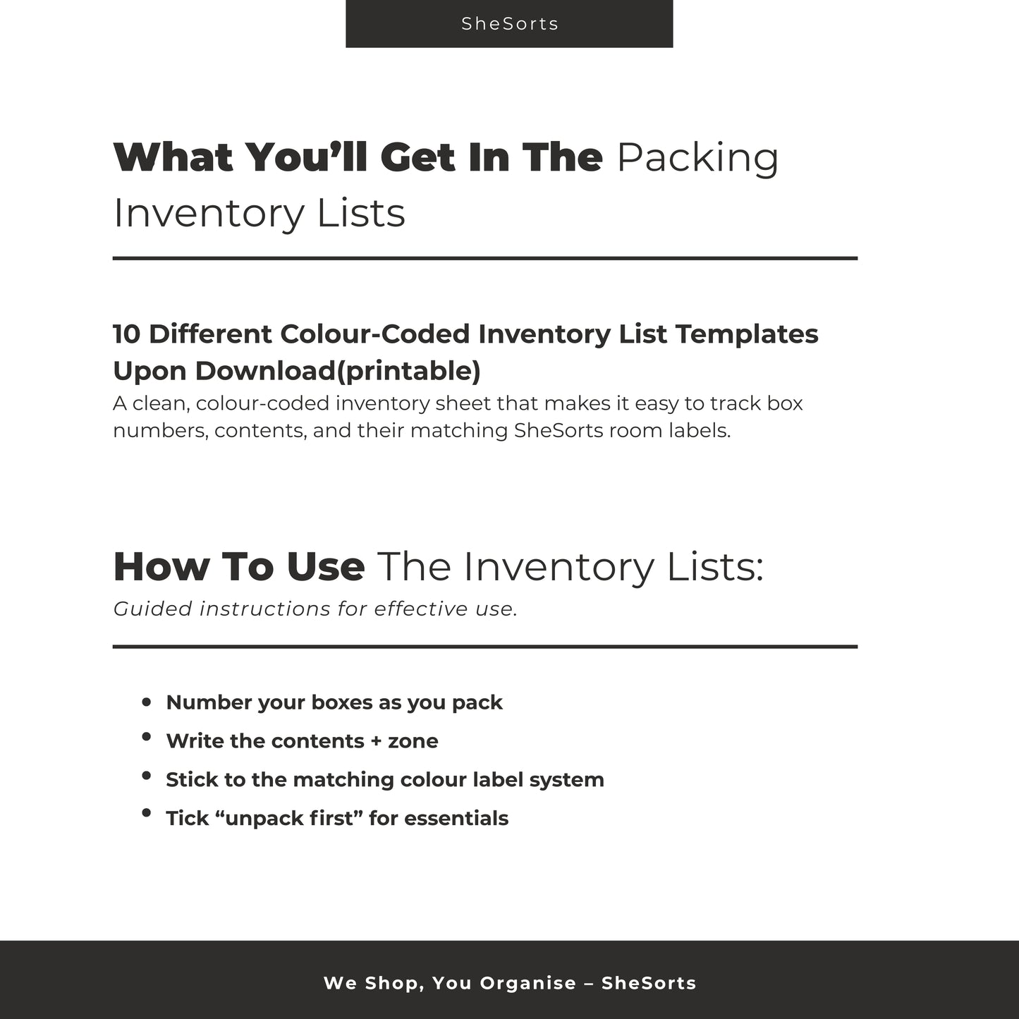 The Packing Inventory List
