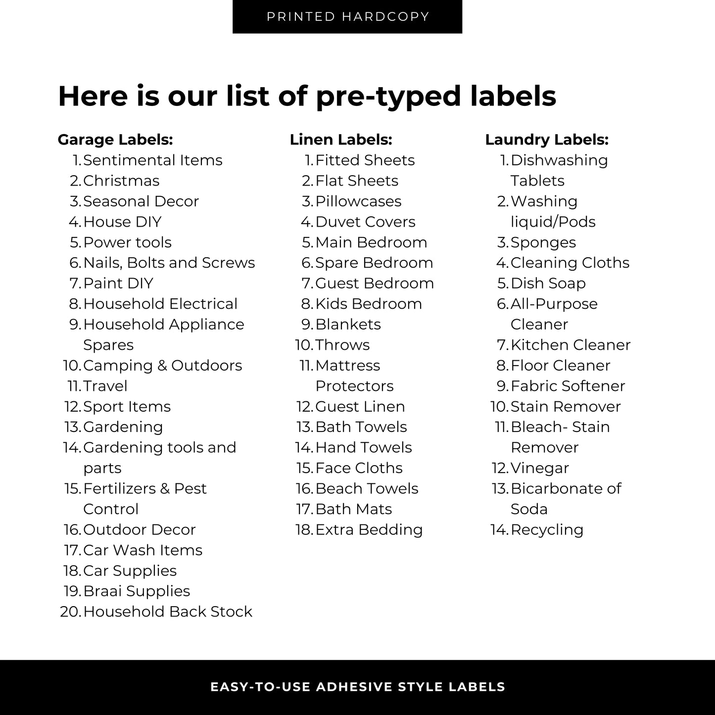 SheSorts Style Labels