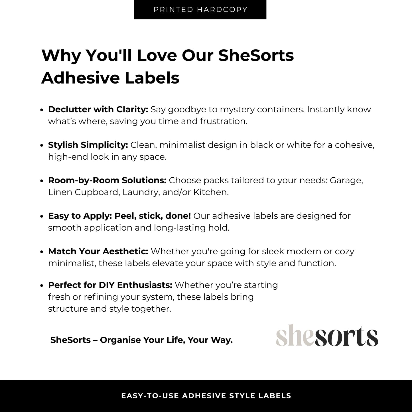 SheSorts Style Labels